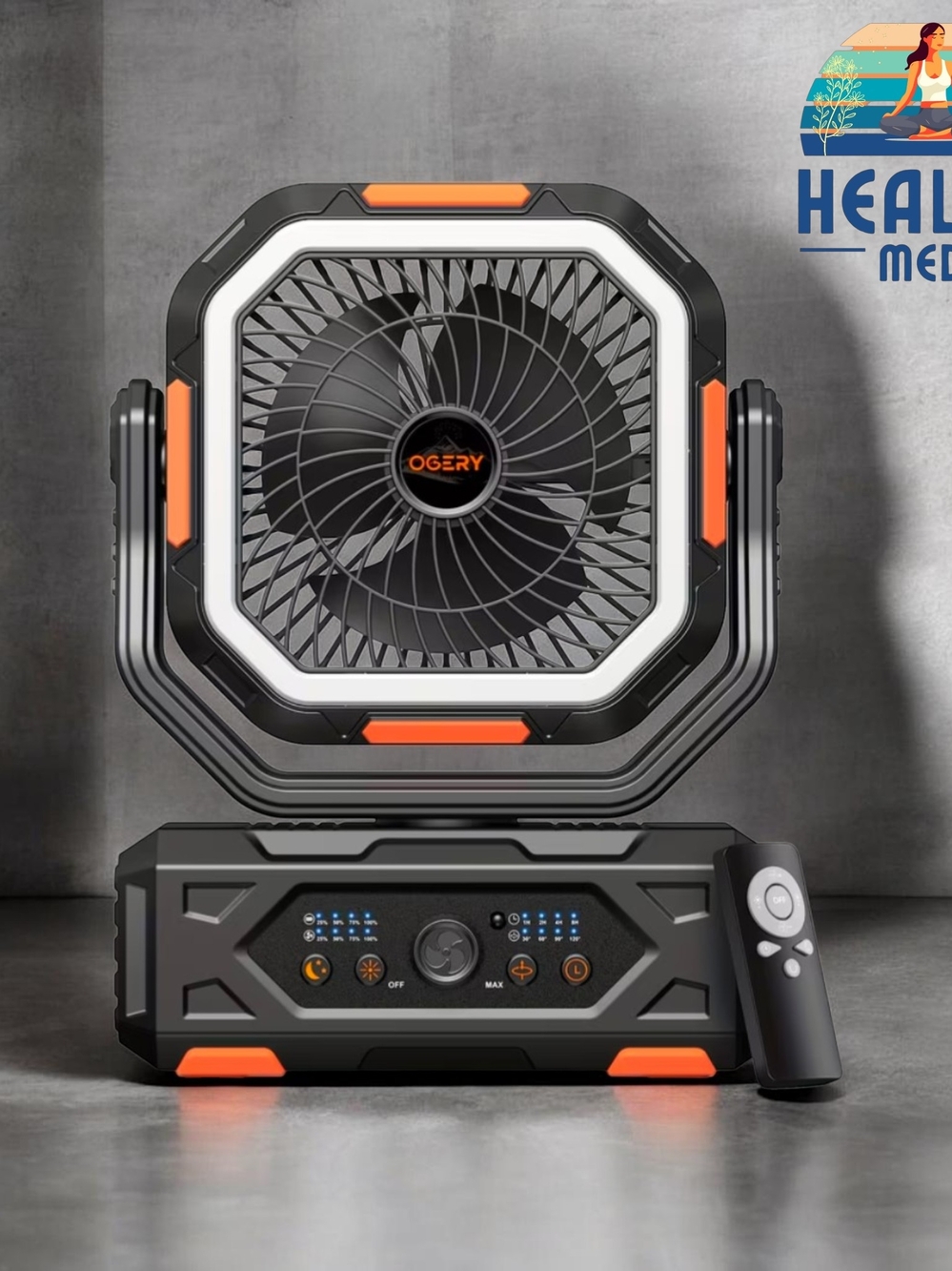 20000mAh Portable Orange And Black Camping Fan & Lantern With Remote
